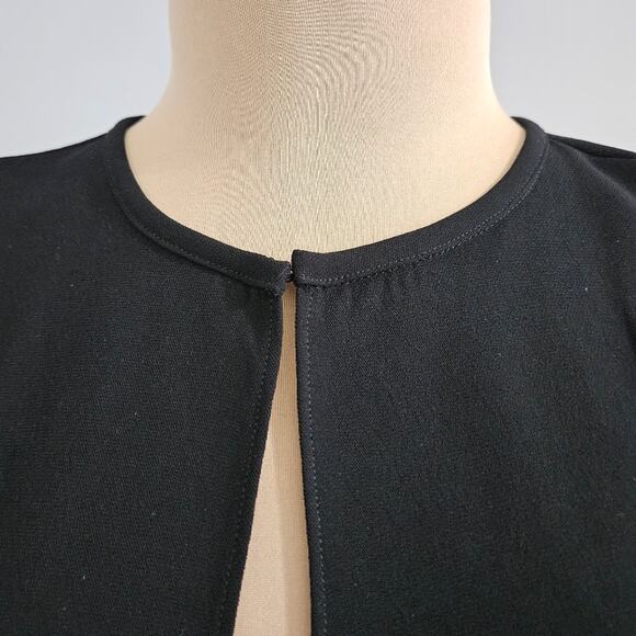 NEW Eva Blue Black Dressy Shrug Cardigan with Embellished Fringe Sleeves Size 6 - Picture 4 of 12